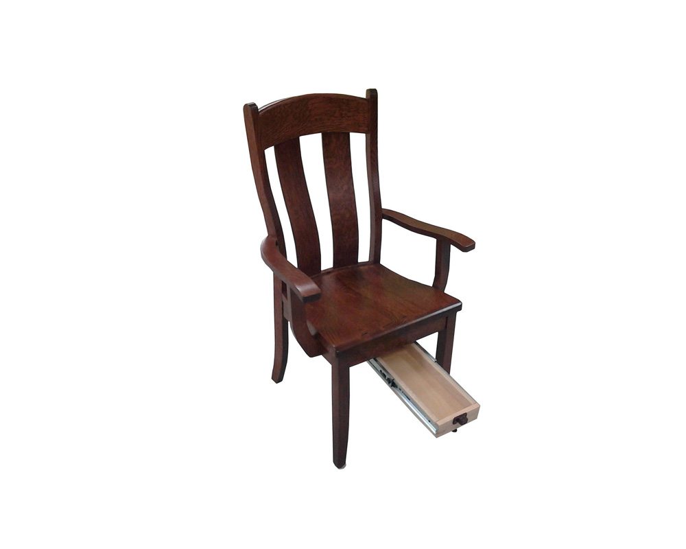 Fort knox dining arm chair with a quick drawer.