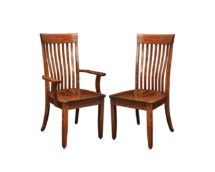 Portland dining chairs pictured with and without arms.