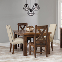 Houston Dining Set with 2 Upholstered Chairs and 2 Wooden Chairs.