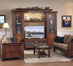 Arlington living room collection: entertainment center, sofa, loveseat, and coffee table.